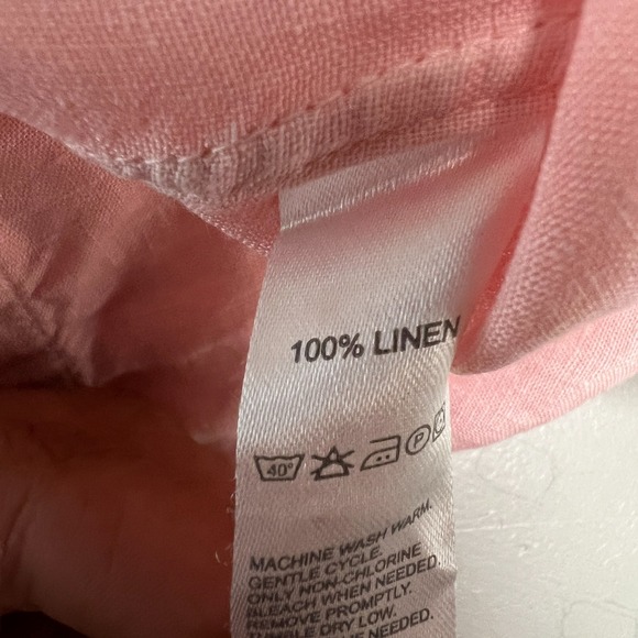 Todd Snyder Linen Button Up Shirt Mens Small Pink Short Sleeve Pocket Somelos - Picture 8 of 10